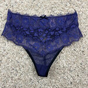 VICTORIA'S SECRET FLORAL LACE High Waist Thong LAVENDER Purple SIZE Small